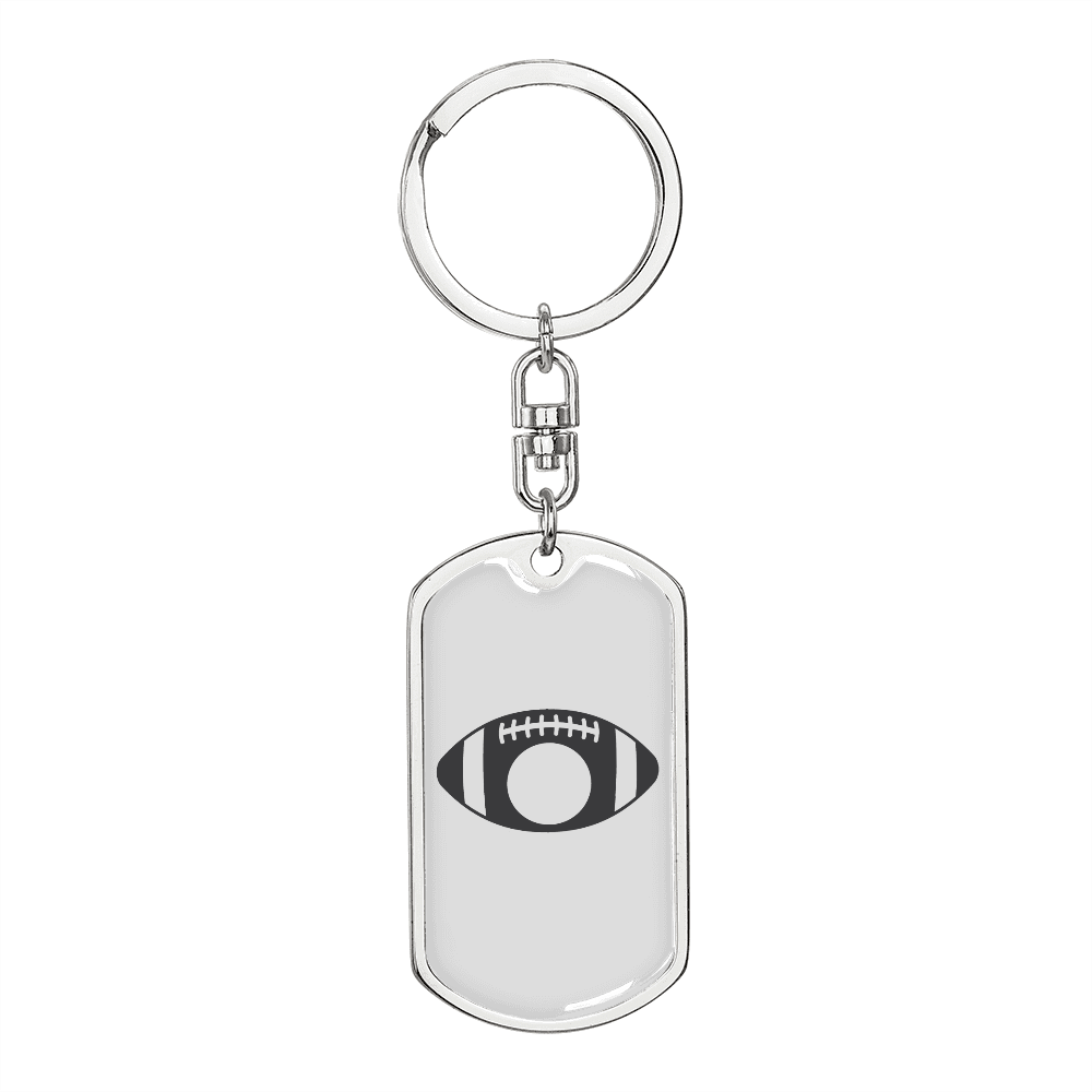 To My Wife  Footbal Plain Monogram Keychain Stainless Steel or 18k Gold Dog Tag Keyring - Dog Tag with Swivel Keychain