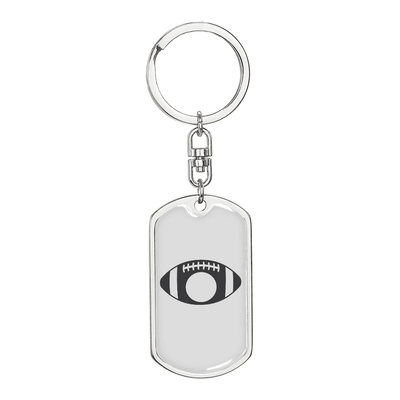 To My Wife  Footbal Plain Monogram Keychain Stainless Steel or 18k Gold Dog Tag Keyring - Dog Tag with Swivel Keychain