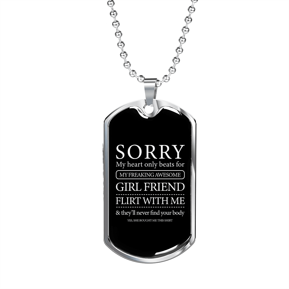 To My Girlfriend Sorry Girlfriend Necklace Stainless Steel or 18k Gold Dog Tag 24" Chain - Luxury Love Messages Dog Tag Gifts For Man, Woman