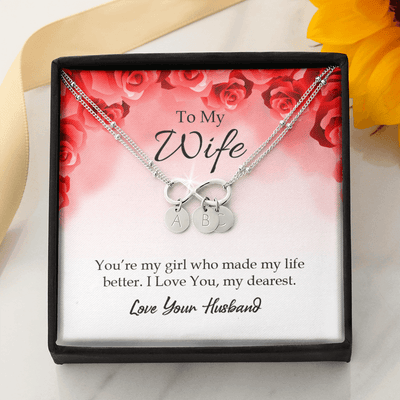 To My Wife You're My Girl Infinity Bracelet With Initial Charms - Infinity Bracelet