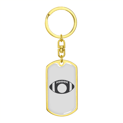 To My Wife  Footbal Plain Monogram Keychain Stainless Steel or 18k Gold Dog Tag Keyring - Dog Tag with Swivel Keychain