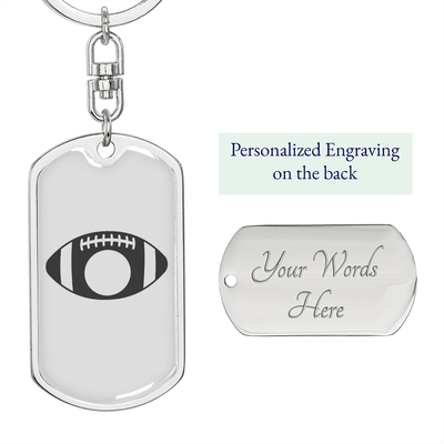 To My Wife  Footbal Plain Monogram Keychain Stainless Steel or 18k Gold Dog Tag Keyring - Dog Tag with Swivel Keychain
