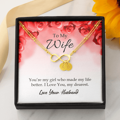 To My Wife You're My Girl Infinity Bracelet With Initial Charms - Infinity Bracelet