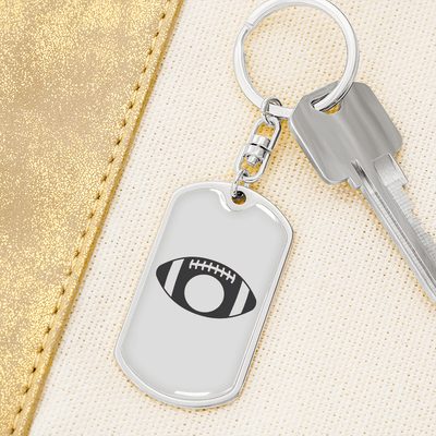 To My Wife  Footbal Plain Monogram Keychain Stainless Steel or 18k Gold Dog Tag Keyring - Dog Tag with Swivel Keychain