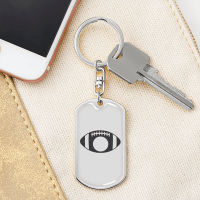 To My Wife  Footbal Plain Monogram Keychain Stainless Steel or 18k Gold Dog Tag Keyring - Dog Tag with Swivel Keychain