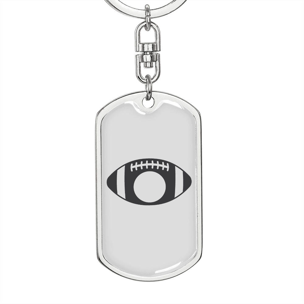 To My Wife  Footbal Plain Monogram Keychain Stainless Steel or 18k Gold Dog Tag Keyring - Dog Tag with Swivel Keychain