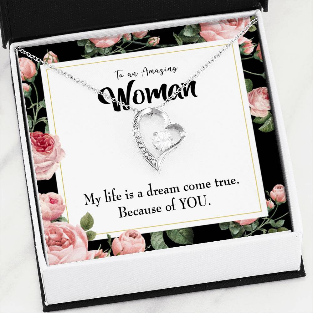 Gift For Wife Dream Come True Forever Love NecklaceHeart Pendant Stainless Steel or 18k Gold - Forever Love Necklace Gift Idea For Woman