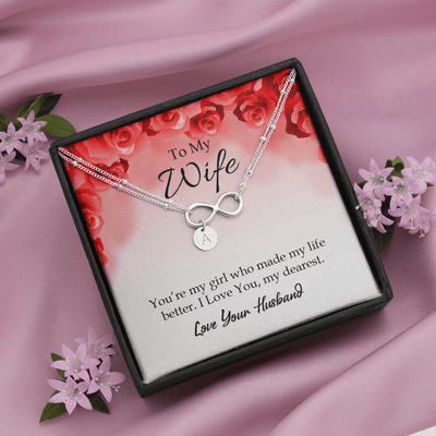To My Wife You're My Girl Infinity Bracelet With Initial Charms - Infinity Bracelet