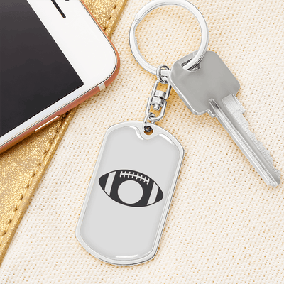 To My Wife  Footbal Plain Monogram Keychain Stainless Steel or 18k Gold Dog Tag Keyring - Dog Tag with Swivel Keychain