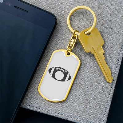 To My Wife  Footbal Plain Monogram Keychain Stainless Steel or 18k Gold Dog Tag Keyring - Dog Tag with Swivel Keychain
