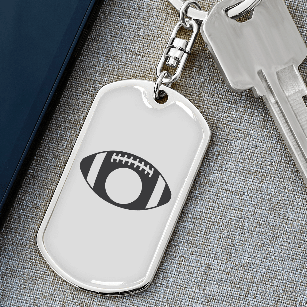 To My Wife  Footbal Plain Monogram Keychain Stainless Steel or 18k Gold Dog Tag Keyring - Dog Tag with Swivel Keychain