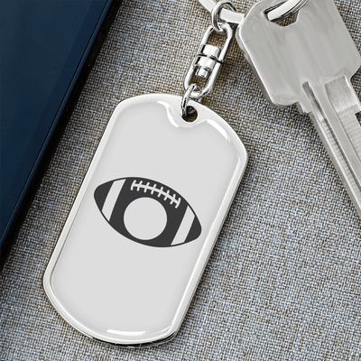 To My Wife  Footbal Plain Monogram Keychain Stainless Steel or 18k Gold Dog Tag Keyring - Dog Tag with Swivel Keychain