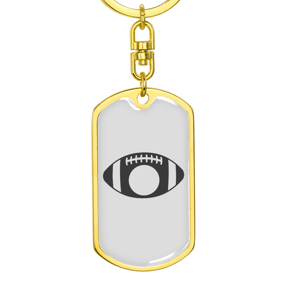 To My Wife  Footbal Plain Monogram Keychain Stainless Steel or 18k Gold Dog Tag Keyring - Dog Tag with Swivel Keychain