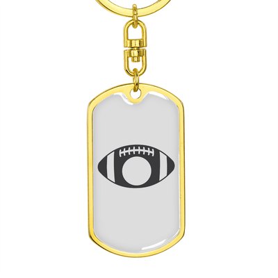 To My Wife  Footbal Plain Monogram Keychain Stainless Steel or 18k Gold Dog Tag Keyring - Dog Tag with Swivel Keychain