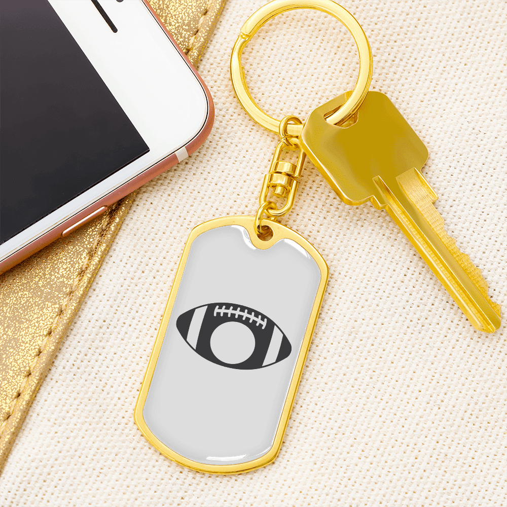 To My Wife  Footbal Plain Monogram Keychain Stainless Steel or 18k Gold Dog Tag Keyring - Dog Tag with Swivel Keychain