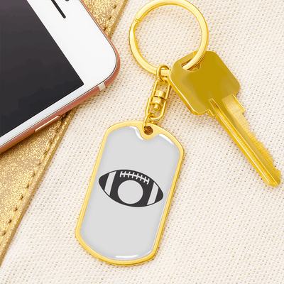 To My Wife  Footbal Plain Monogram Keychain Stainless Steel or 18k Gold Dog Tag Keyring - Dog Tag with Swivel Keychain