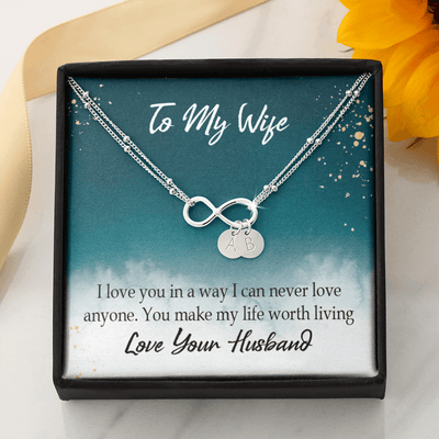 To My Wife You Make My Life Worth Living Infinity Bracelet With Initial Charms - Infinity Bracelet