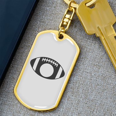To My Wife  Footbal Plain Monogram Keychain Stainless Steel or 18k Gold Dog Tag Keyring - Dog Tag with Swivel Keychain