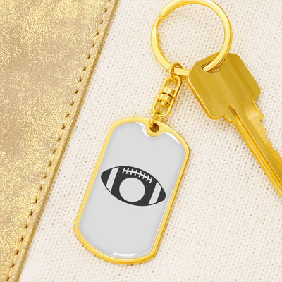To My Wife  Footbal Plain Monogram Keychain Stainless Steel or 18k Gold Dog Tag Keyring - Dog Tag with Swivel Keychain