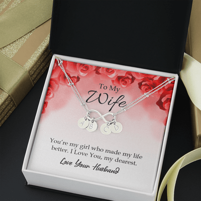 To My Wife You're My Girl Infinity Bracelet With Initial Charms - Infinity Bracelet