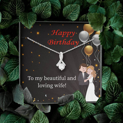 Birthday Gift For Wife Beautiful And Loving Wife Eternity Ribbon Stone Pendant 14K White Gold Stainless Steel Jewelry Gift  - Alluring Beauty Necklace Gift For Her
