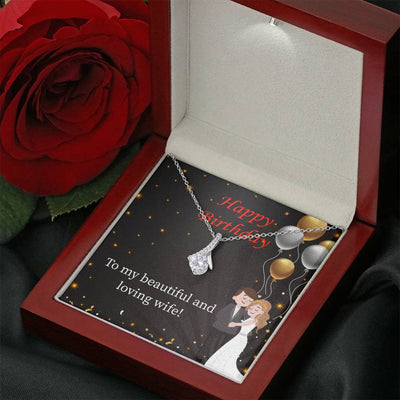 Birthday Gift For Wife Beautiful And Loving Wife Eternity Ribbon Stone Pendant 14K White Gold Stainless Steel Jewelry Gift  - Alluring Beauty Necklace Gift For Her