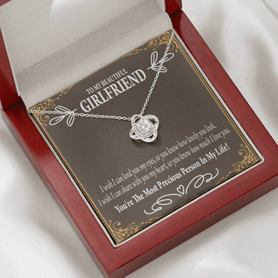 To My Girlfriend Precious Love Love Knot Pendant Necklace Stainless Steel W Cz Stone - Luxury Love Knot Necklace Meanful Gift Idea For Her/Him