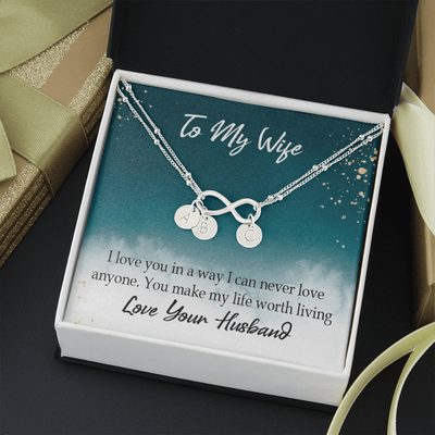 To My Wife You Make My Life Worth Living Infinity Bracelet With Initial Charms - Infinity Bracelet
