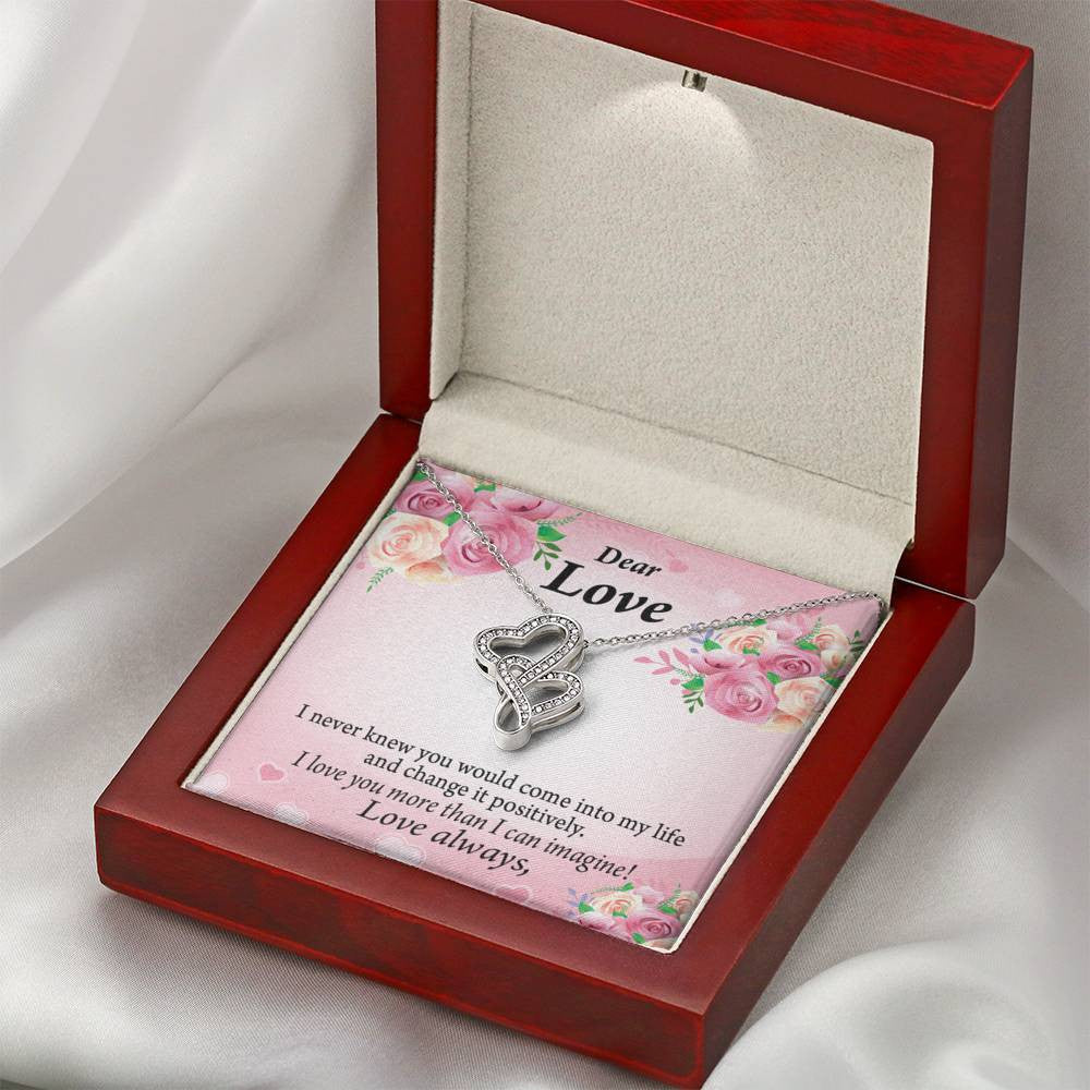 To My Partner My Words To You Twin Hearts Necklace Cz Eternal Bond Pendant From Son Daughter Gift Anniversary Birthday Graduation Mothers Day - Double Hearts Necklace