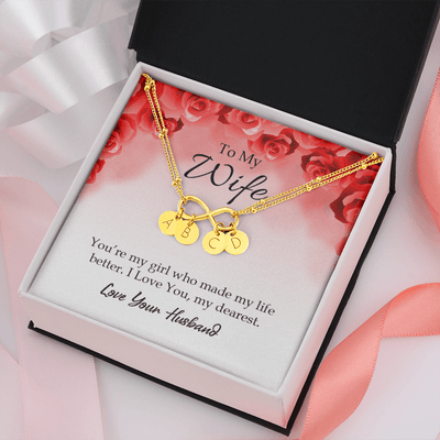 To My Wife You're My Girl Infinity Bracelet With Initial Charms - Infinity Bracelet