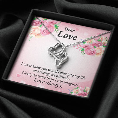 To My Partner My Words To You Twin Hearts Necklace Cz Eternal Bond Pendant From Son Daughter Gift Anniversary Birthday Graduation Mothers Day - Double Hearts Necklace
