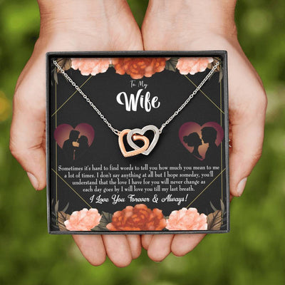 Wife Gift For Wife Birthday Love You Forever Inseparable Love Pendant 18k Rose Gold Finish 16� - Interlocking Hearts Necklace