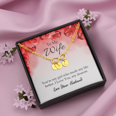 To My Wife You're My Girl Infinity Bracelet With Initial Charms - Infinity Bracelet