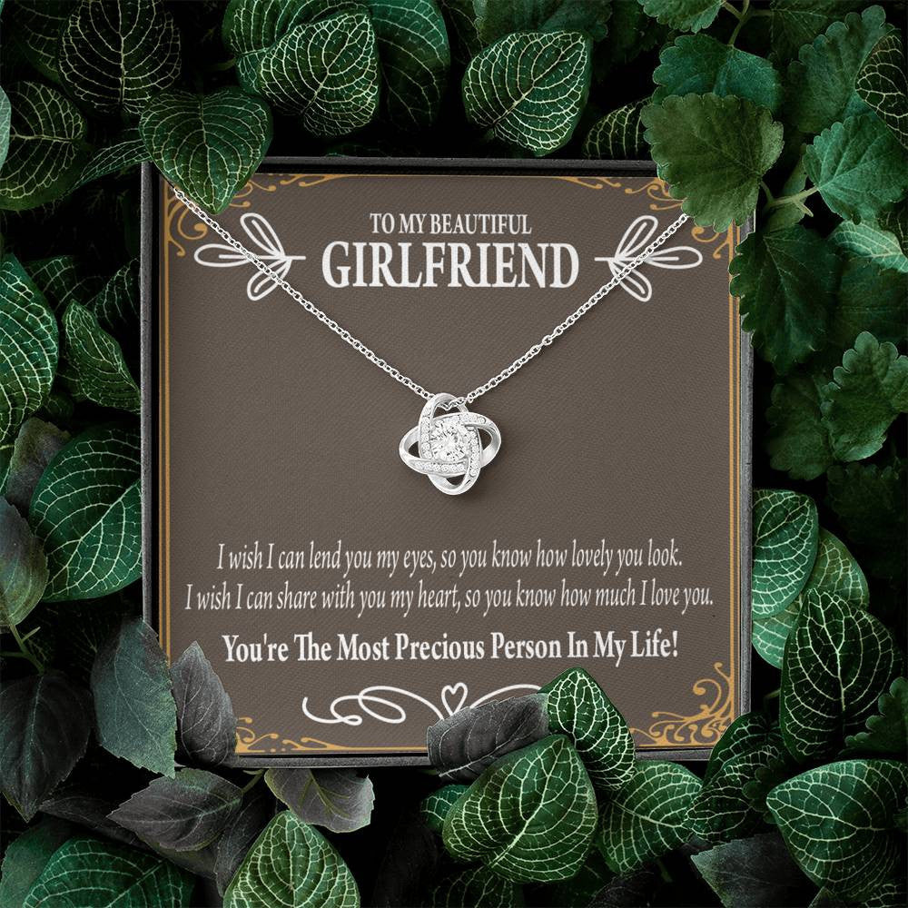 To My Girlfriend Precious Love Love Knot Pendant Necklace Stainless Steel W Cz Stone - Luxury Love Knot Necklace Meanful Gift Idea For Her/Him