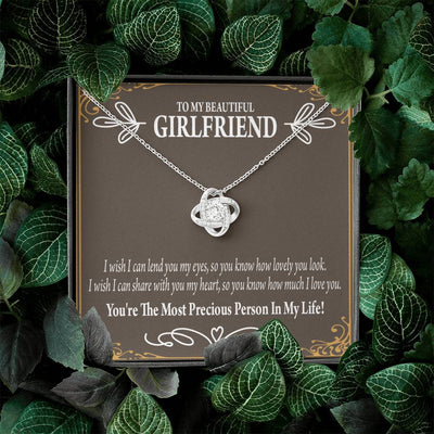 To My Girlfriend Precious Love Love Knot Pendant Necklace Stainless Steel W Cz Stone - Luxury Love Knot Necklace Meanful Gift Idea For Her/Him