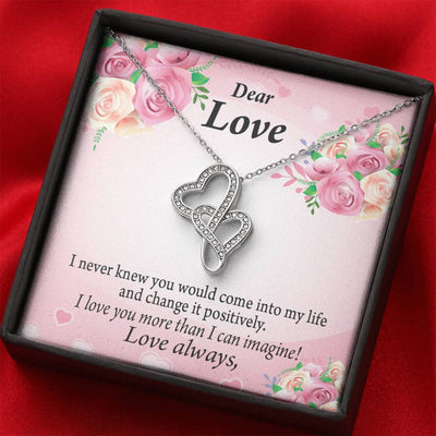 To My Partner My Words To You Twin Hearts Necklace Cz Eternal Bond Pendant From Son Daughter Gift Anniversary Birthday Graduation Mothers Day - Double Hearts Necklace