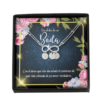 To My Wife En El D�a De Su Boda Infinity Bracelet With Initial Charms - Infinity Bracelet
