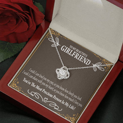 To My Girlfriend Precious Love Love Knot Pendant Necklace Stainless Steel W Cz Stone - Luxury Love Knot Necklace Meanful Gift Idea For Her/Him