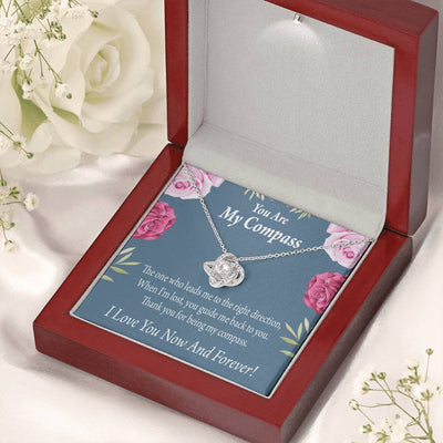 To My Wife Girlfriend You Are My Compass Love Knot Pendant Necklace Stainless Steel W Cz Stone - Luxury Love Knot Necklace Meanful Gift Idea For Her/Him