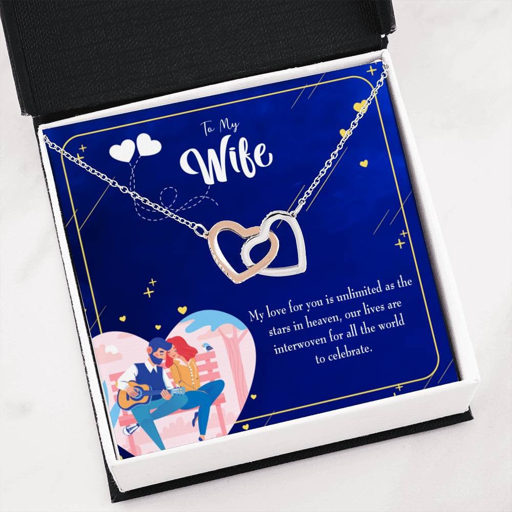 Wife Gift For Wife Birthday Unlimited Love Inseparable Love Pendant 18k Rose Gold Finish 16� - Interlocking Hearts Necklace