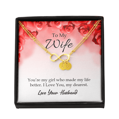 To My Wife You're My Girl Infinity Bracelet With Initial Charms - Infinity Bracelet