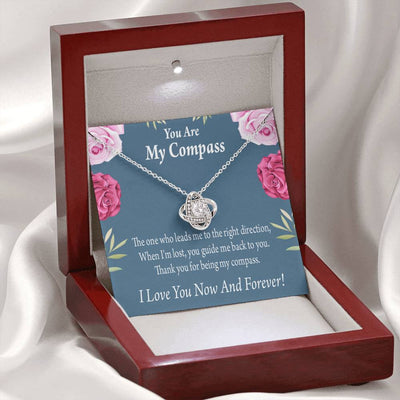 To My Wife Girlfriend You Are My Compass Love Knot Pendant Necklace Stainless Steel W Cz Stone - Luxury Love Knot Necklace Meanful Gift Idea For Her/Him