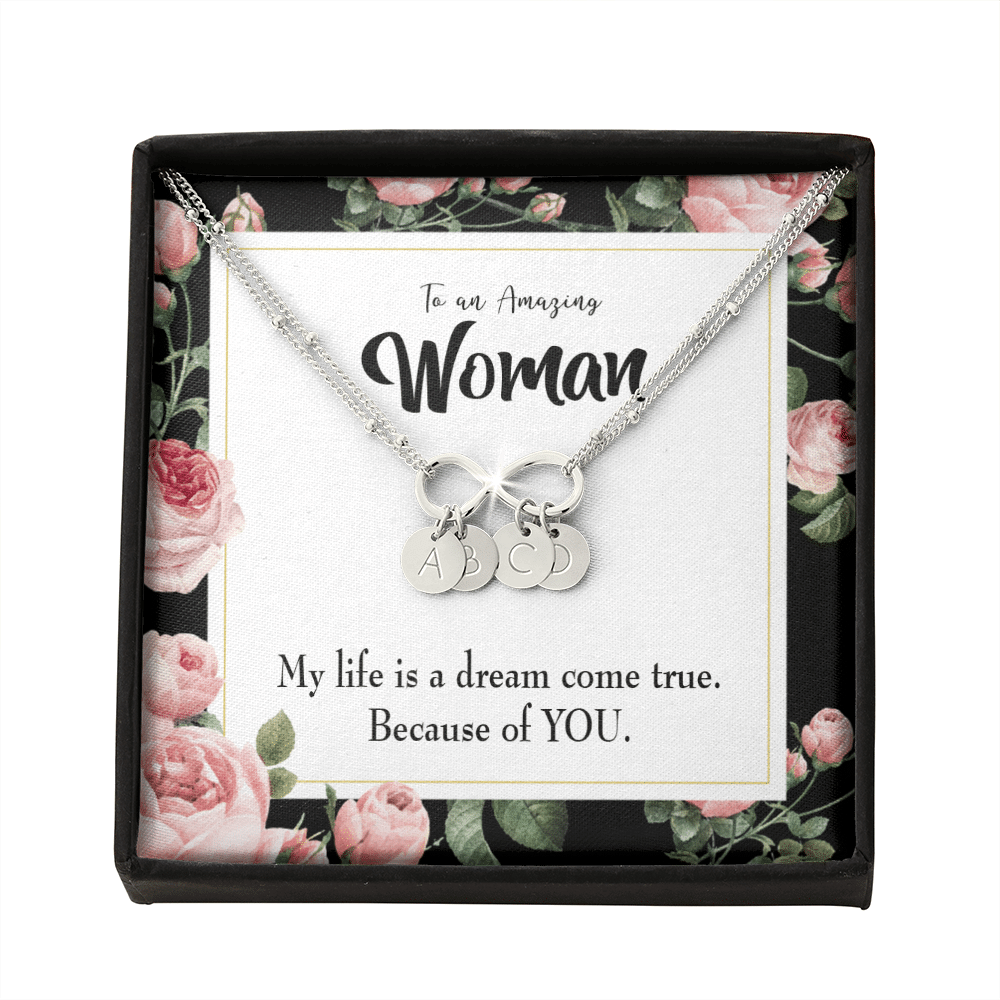To My Wife Dream Come True Infinity Bracelet With Initial Charms - Infinity Bracelet