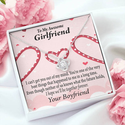To My Girlfriend We'll Be Together Forever Love Knot Pendant Necklace Stainless Steel W Cz Stone - Luxury Love Knot Necklace Meanful Gift Idea For Her/Him