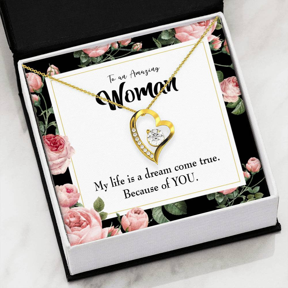 Gift For Wife Dream Come True Forever Love NecklaceHeart Pendant Stainless Steel or 18k Gold - Forever Love Necklace Gift Idea For Woman