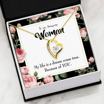 Gift For Wife Dream Come True Forever Love NecklaceHeart Pendant Stainless Steel or 18k Gold - Forever Love Necklace Gift Idea For Woman