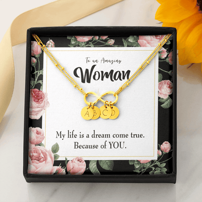 To My Wife Dream Come True Infinity Bracelet With Initial Charms - Infinity Bracelet