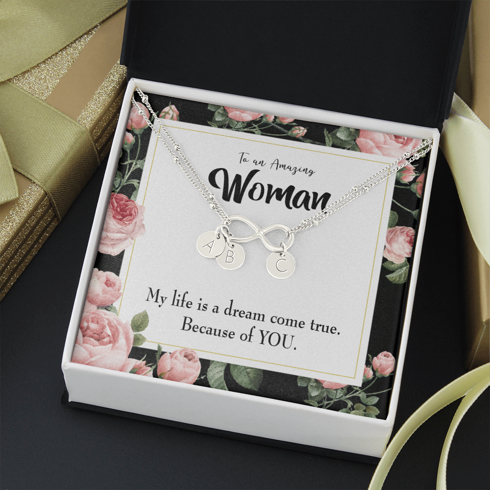 To My Wife Dream Come True Infinity Bracelet With Initial Charms - Infinity Bracelet
