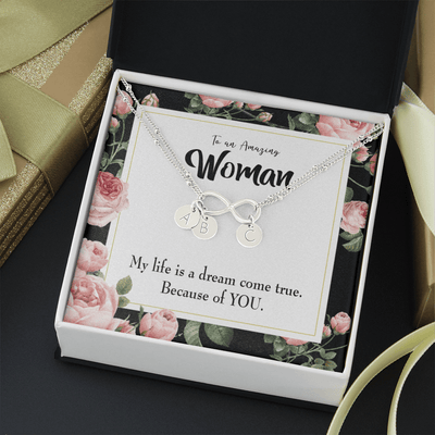 To My Wife Dream Come True Infinity Bracelet With Initial Charms - Infinity Bracelet