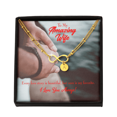 To My Wife Beautiful Love Story Infinity Bracelet With Initial Charms - Infinity Bracelet